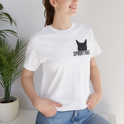 Camiseta de "Spooky Vibes" de gato para Halloween