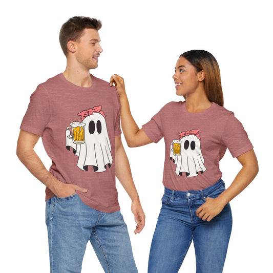 Camiseta Divertida de Halloween, Funny  Ghost, Beer Lovers